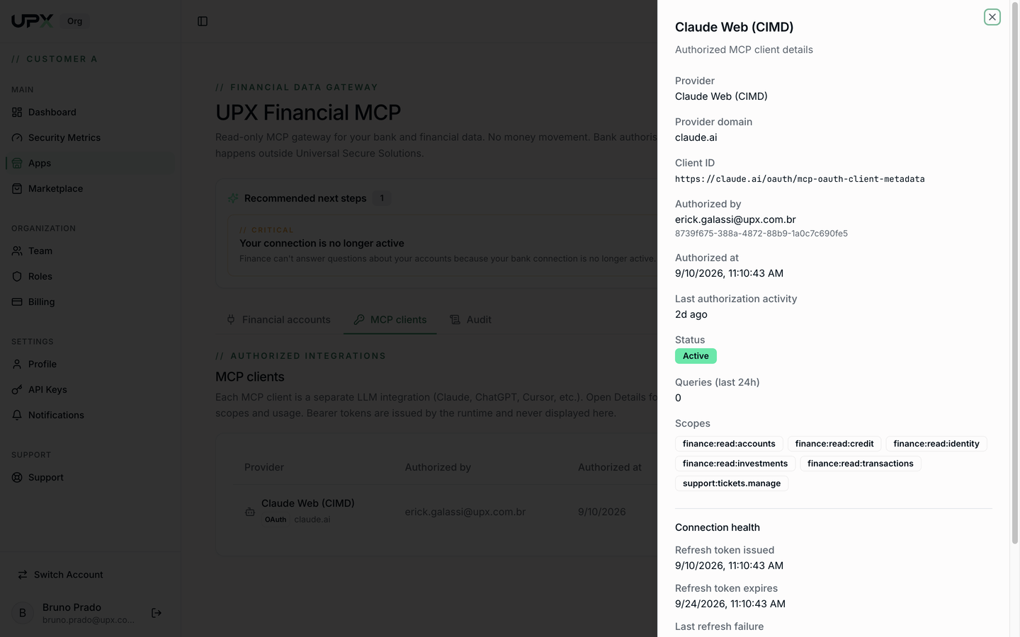 Authorized MCP client details